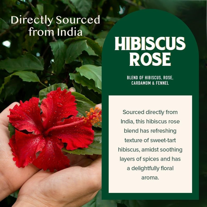 VAHDAM Hibiscus Rose Herbal Tea Bags - 100 Count with Cardamom, Fennel & Chamomile | Caffeine Free - Image 3